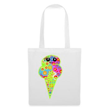 Retro Eis Vintage Kinder Kind 60er  - Stoffbeutel - Weiß - Vorne