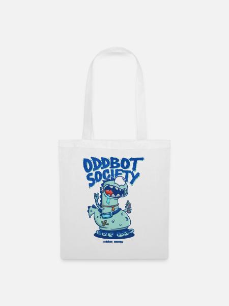 ODDBOT-GESELLSCHAFT Dino-Roboter Blau - Stoffbeutel - Weiß