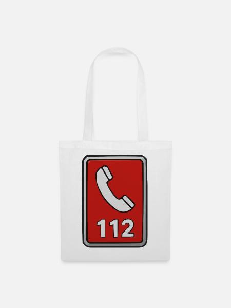 Notruf112 Symbol Retro-Style - Stoffbeutel - Weiß