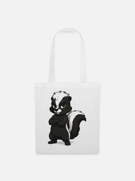 Selbstbewusstes Stinktier Maskottchen - Stoffbeutel - Weiß