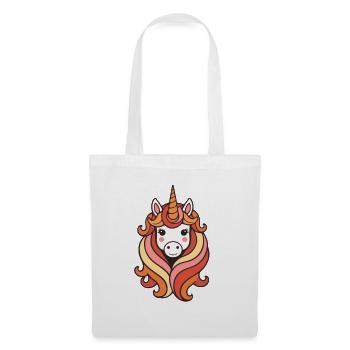 Einhorn Bunte Regenbogen Mähne Design - Stoffbeutel - Weiß - Vorne