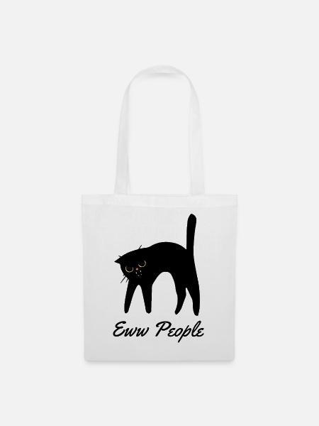 Eww People Black Cat Funny Introvert T-Shirt - Stoffbeutel - Weiß