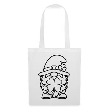 Nain mignon au trèfle porte-bonheur - Sac en tissu - blanc - Devant