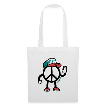 Ambivalente Peace-Zeichen-Zeichenfigur - Stoffbeutel - Weiß - Vorne