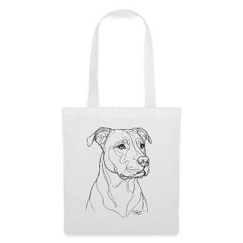 American Staffordshire Terrier BK Porträt - Stoffbeutel - Weiß - Vorne