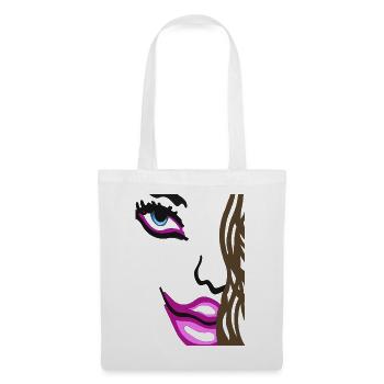 Farbige Lippen und Auge Pop-Art Frauen Portrait - Stoffbeutel - Weiß - Vorne
