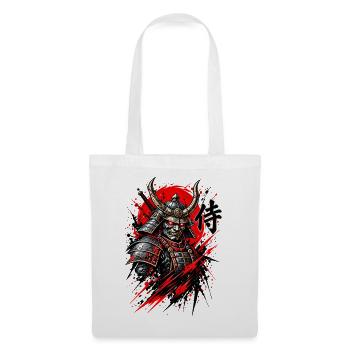 Samurai Krieger – Japanisches T-Shirt Design - Stoffbeutel - Weiß - Vorne