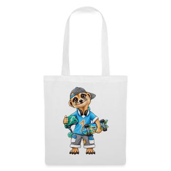Skater Erdmännchen Coole Streetwear - Stoffbeutel - Weiß - Vorne