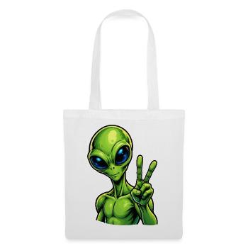 Alien Peace Zeichen - Stoffbeutel - Weiß - Vorne