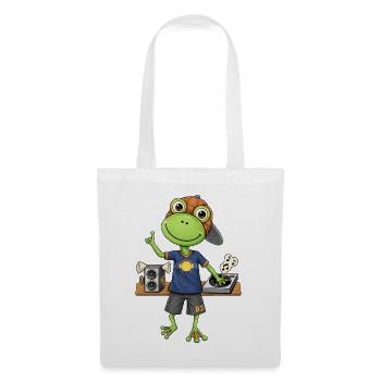 Frosch DJ Beats und  Musik - Stoffbeutel - Weiß - Vorne