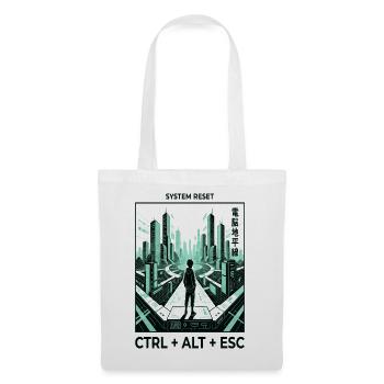 Cyberpunk Skyline Ctrl Alt Esc - Stoffbeutel - Weiß - Vorne