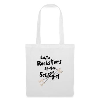 Echte Rockstars spielen mit Schlägel - Stoffbeutel - Weiß - Vorne