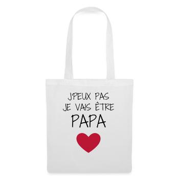 Papa Fête des Pères Naissance Bébé Anniversaire - Sac en tissu - blanc - Devant