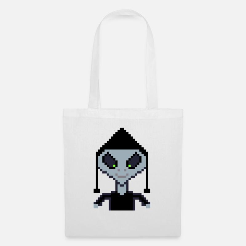 Pixel Alien "Black Boy" - Tote Bag - white