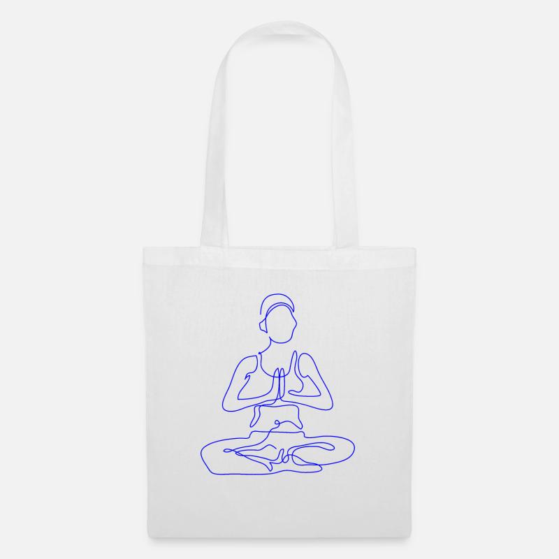 1 Yoga Padmasana oder Lotusblüte | 1. Blaue Flamme - Stoffbeutel - Weiß