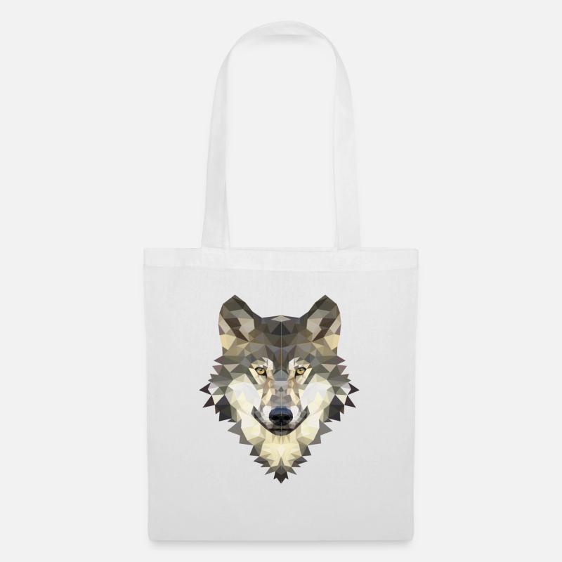 Polygon Wolf - Stoffbeutel - Weiß