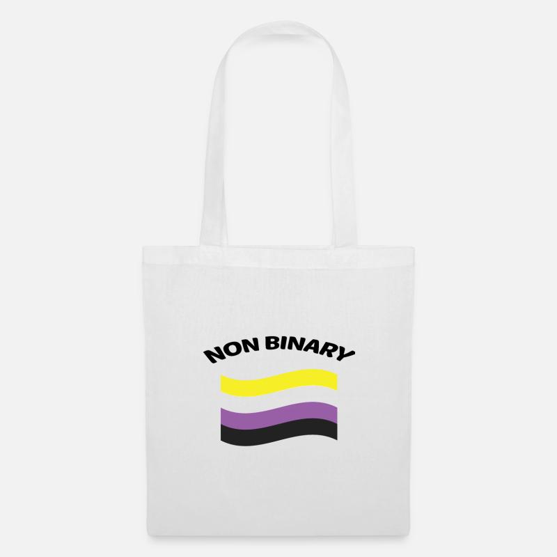 NON BINARY FLAG Chest Pocket - Tote Bag - white