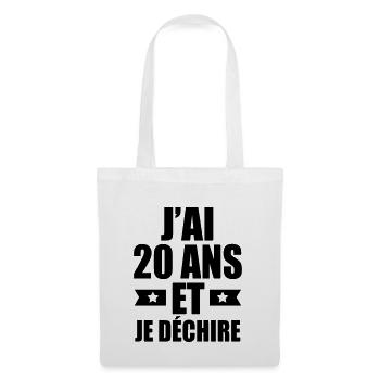j'ai 20 ans et je déchire - Sac en tissu - blanc - Devant