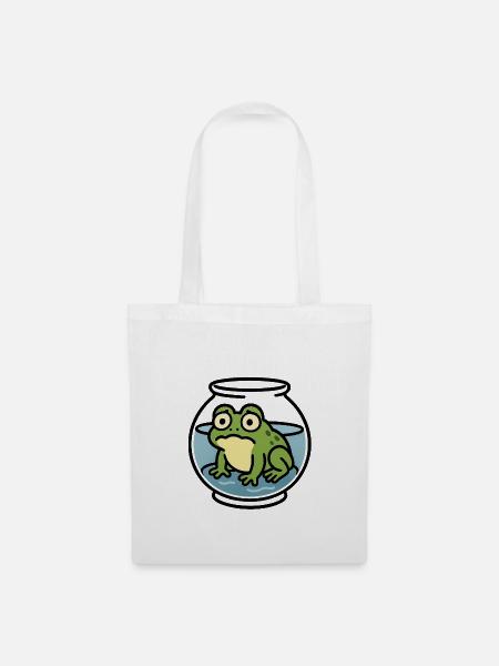 Grenouille dans un bol - Sac en tissu - blanc
