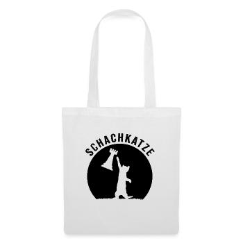 Schach Schachmatt Schachspieler "Schachkatze" - Stoffbeutel - Weiß - Vorne