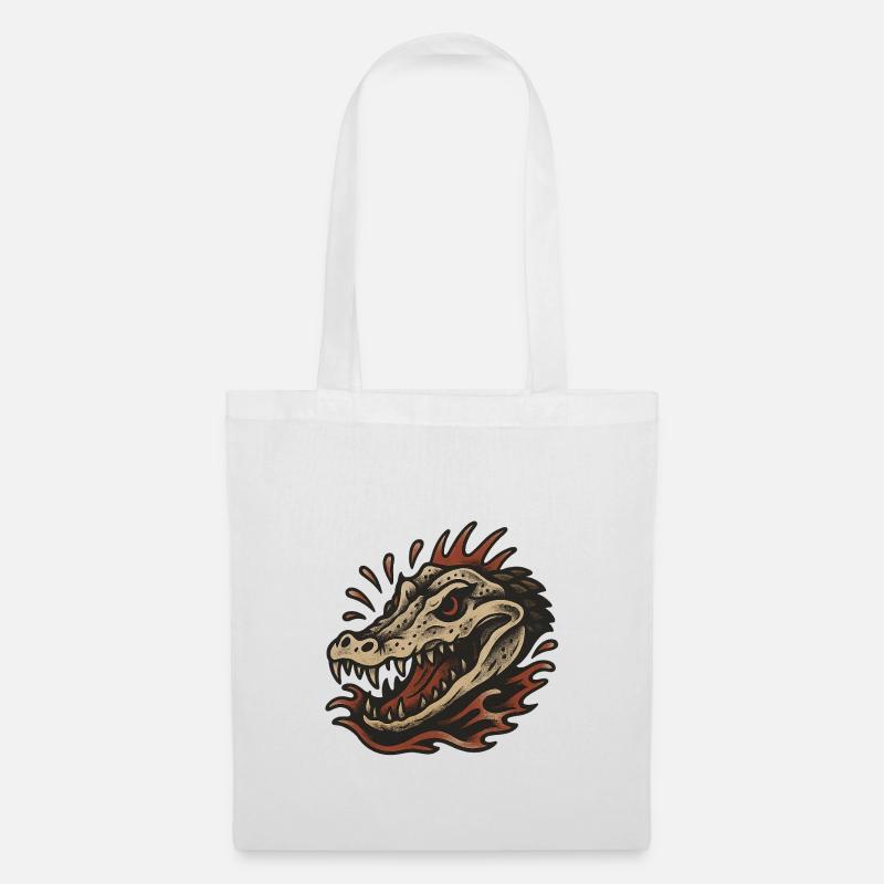 Alligatorschädel - Stoffbeutel - Weiß