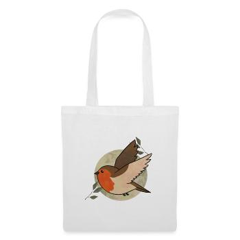 Aquarell Robin auf Kreis - Stoffbeutel - Weiß - Vorne