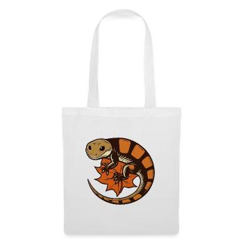Salamander auf Herbstblatt - Stoffbeutel - Weiß - Vorne