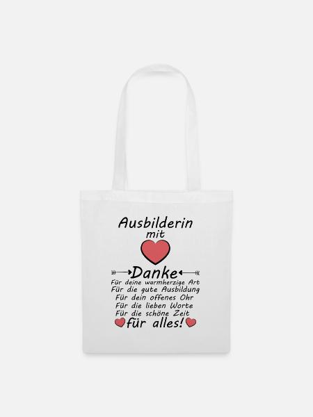 Ausbilderin Ausbildung Danke Dankeschön sagen - Stoffbeutel - Weiß