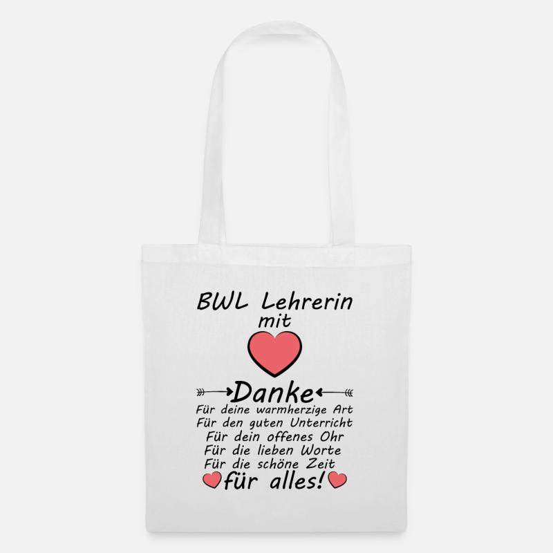 Beste BWL Lehrerin Danke sagen Abschiedsgeschenk - Stoffbeutel - Weiß