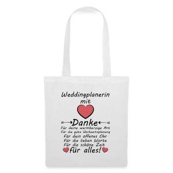 Danke an Weddingsplanerin Hochzeitsplanerin - Stoffbeutel - Weiß - Vorne