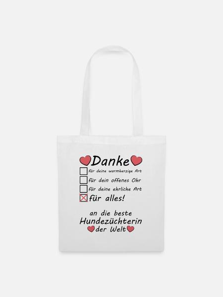 Danke Dankeschön an Hundezüchterin - Stoffbeutel - Weiß