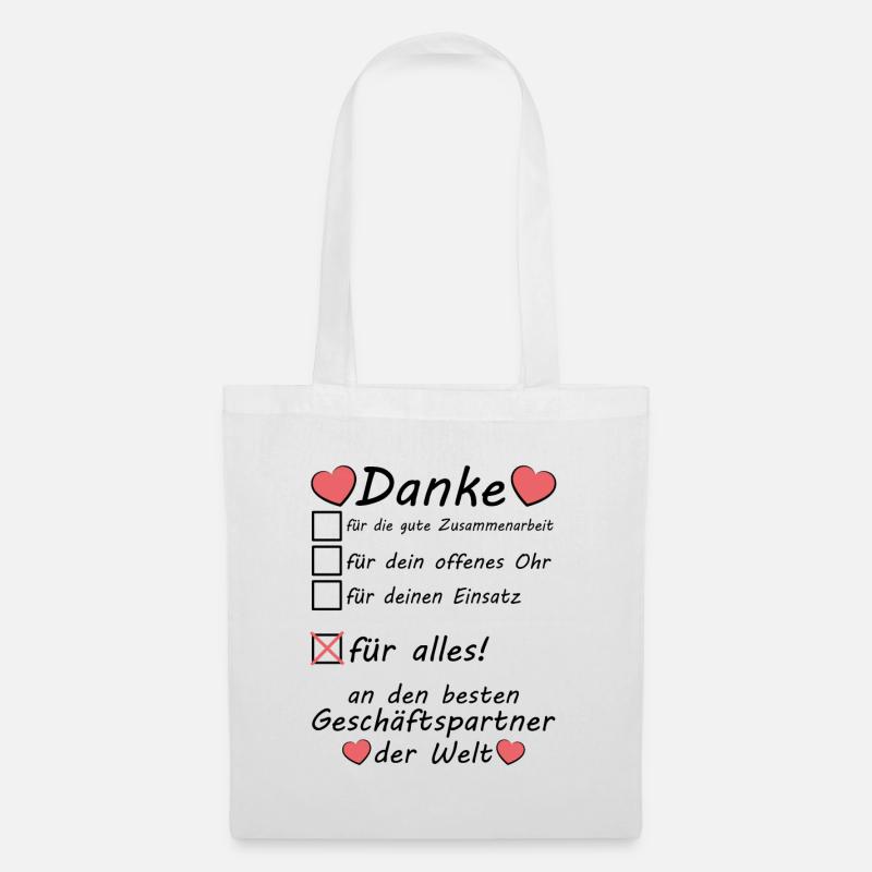 Danke Dankeschön sagen an Geschäftspartner - Stoffbeutel - Weiß