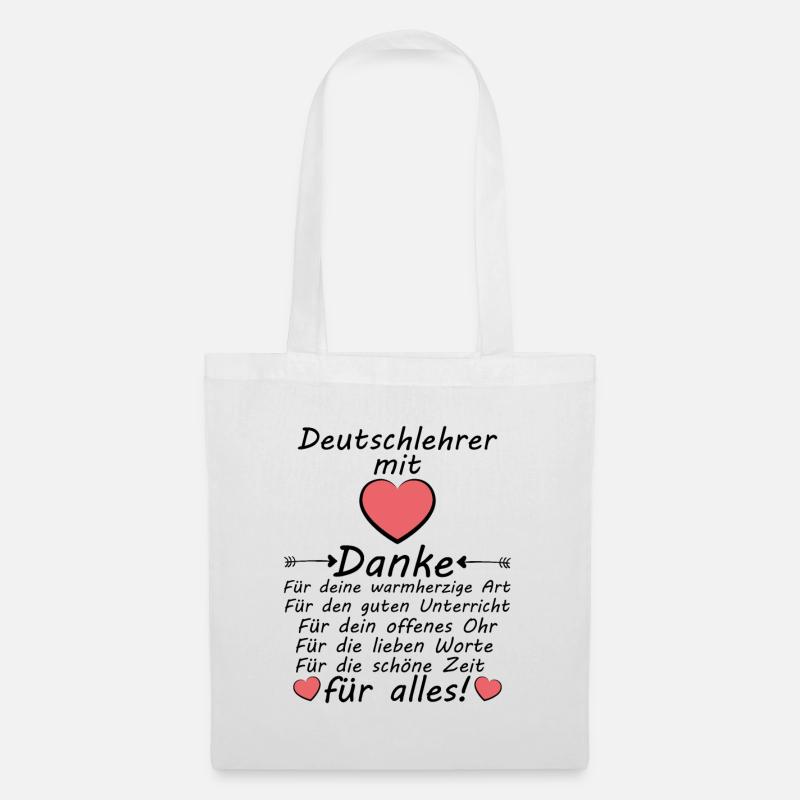 Danke sagen an Deutschlehrer Abschiedsgeschenk - Stoffbeutel - Weiß