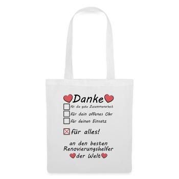 Dankeschön für Renovierungshelfer Renovierung - Stoffbeutel - Weiß - Vorne