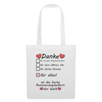 Dankeschön für Renovierungshelferin Renovierung - Stoffbeutel - Weiß - Vorne