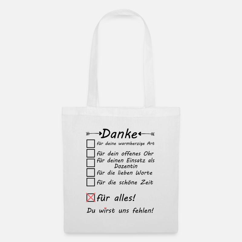 Dozentin Abschied Abschiedsgeschenk Danke - Stoffbeutel - Weiß