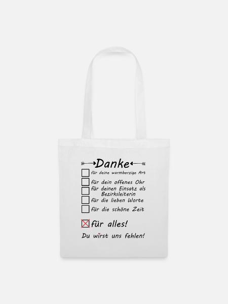 Bezirksleiterin Abschied Danke für Kollegin - Stoffbeutel - Weiß