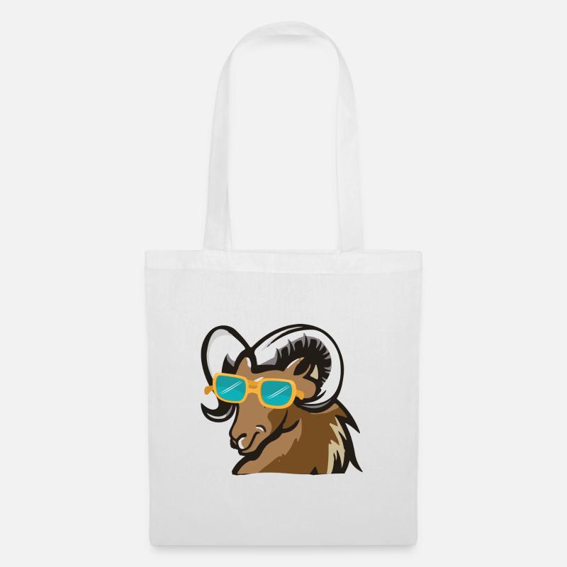 Ram mit Sonnenbrille - Stoffbeutel - Weiß