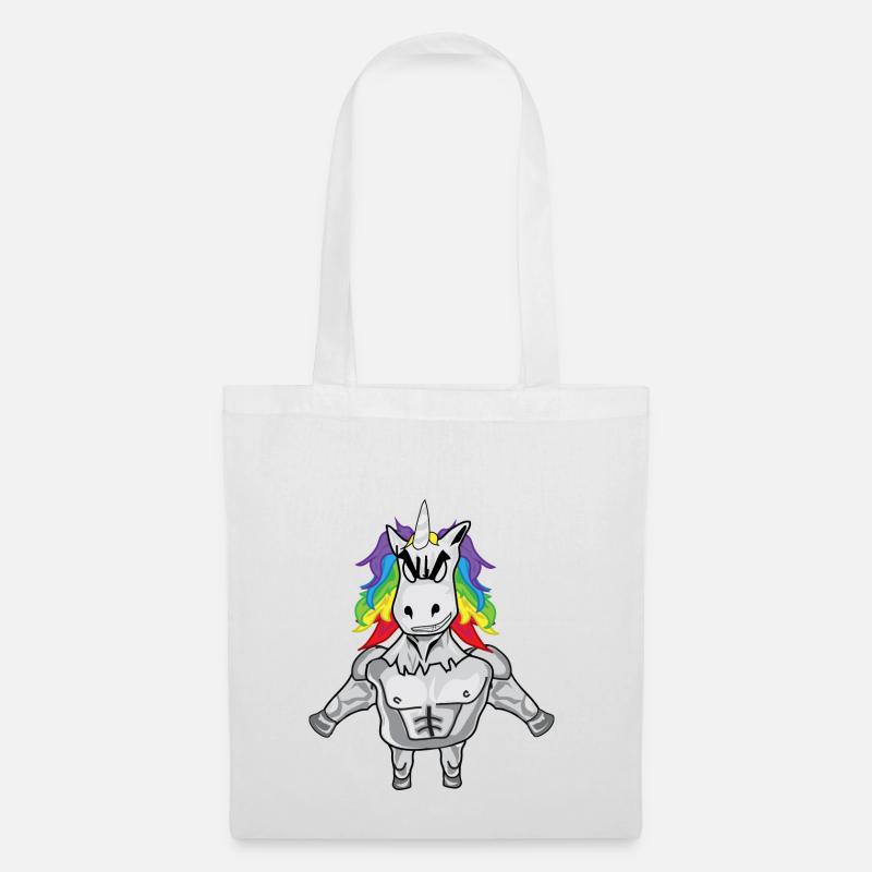 starkes Einhorn - Stoffbeutel - Weiß
