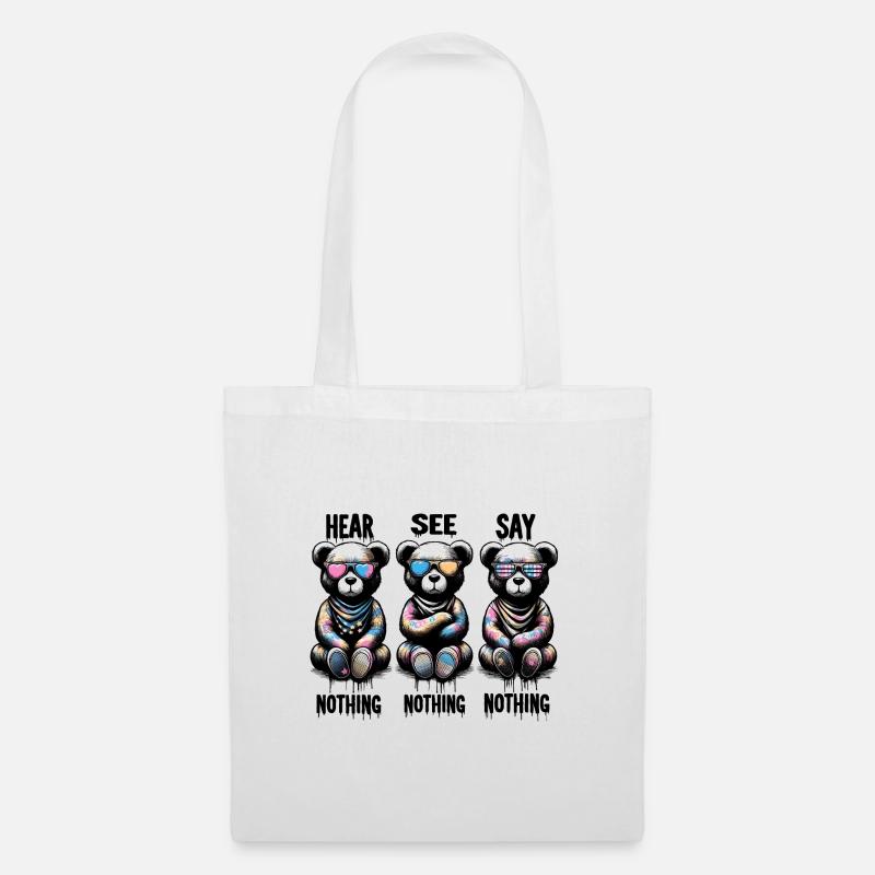 Hear See Say Nothing - Tote Bag - white