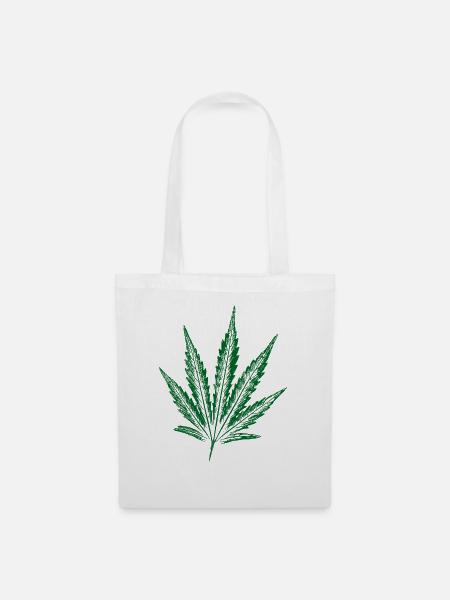 Cannabis Blatt - Stoffbeutel - Weiß