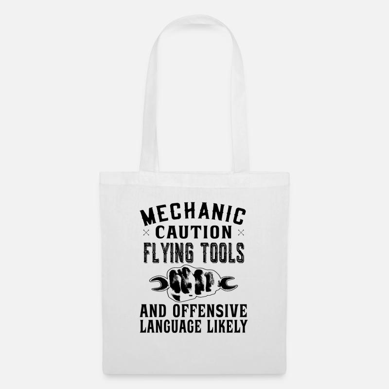 Mechanic Caution Flying tools - Heimwerker - Stoffbeutel - Weiß