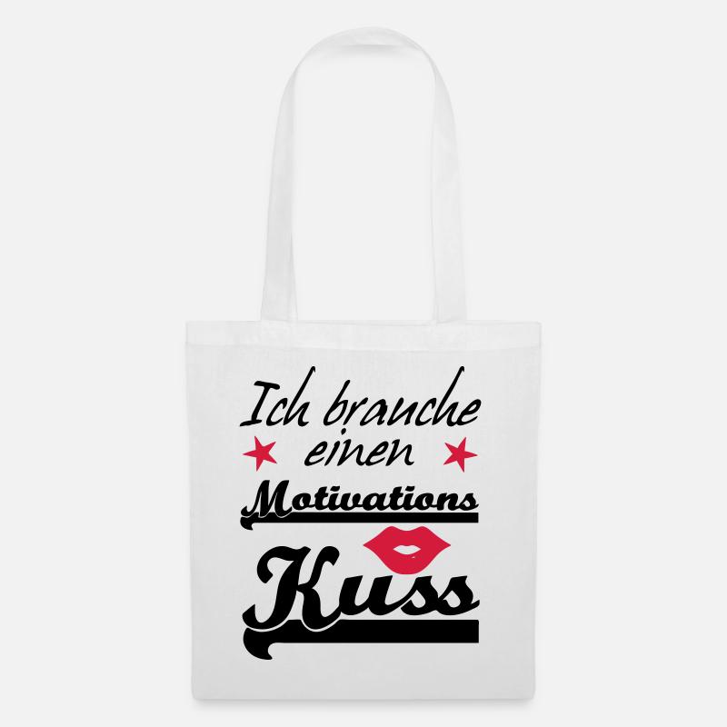 Motivationskuss Liebe, Spruch, Geschenk, Fun - Stoffbeutel - Weiß