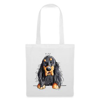 Drôle Gordon Setter dessin animé - Chien - Cadeau - Sac en tissu - blanc - Devant
