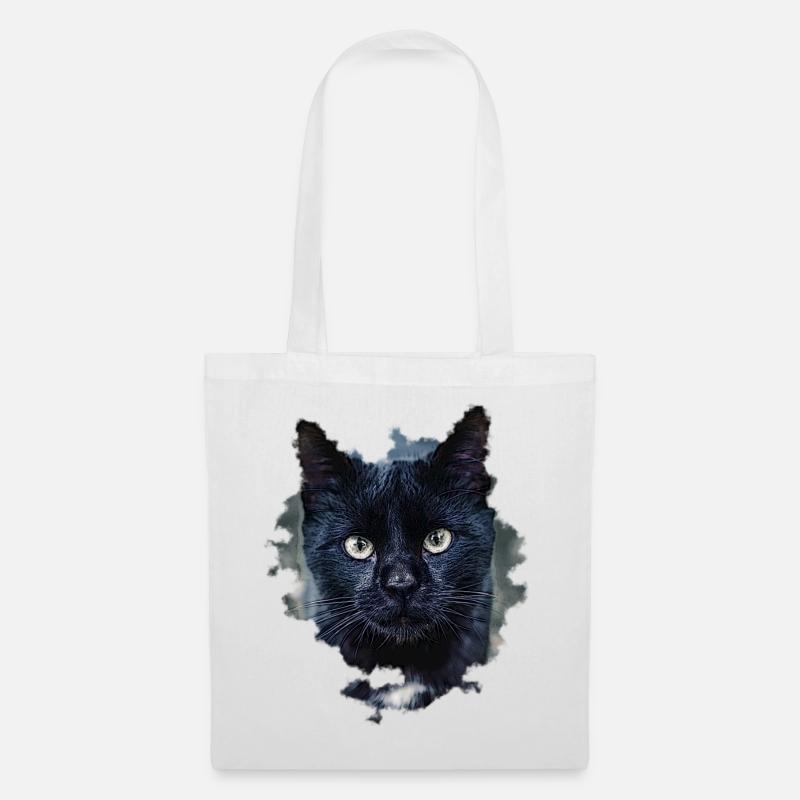 blackcat/ schwarze Katze - Stoffbeutel - Weiß