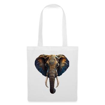Afrikanischer Elefant mit Indian Style Tattoo - Stoffbeutel - Weiß - Vorne