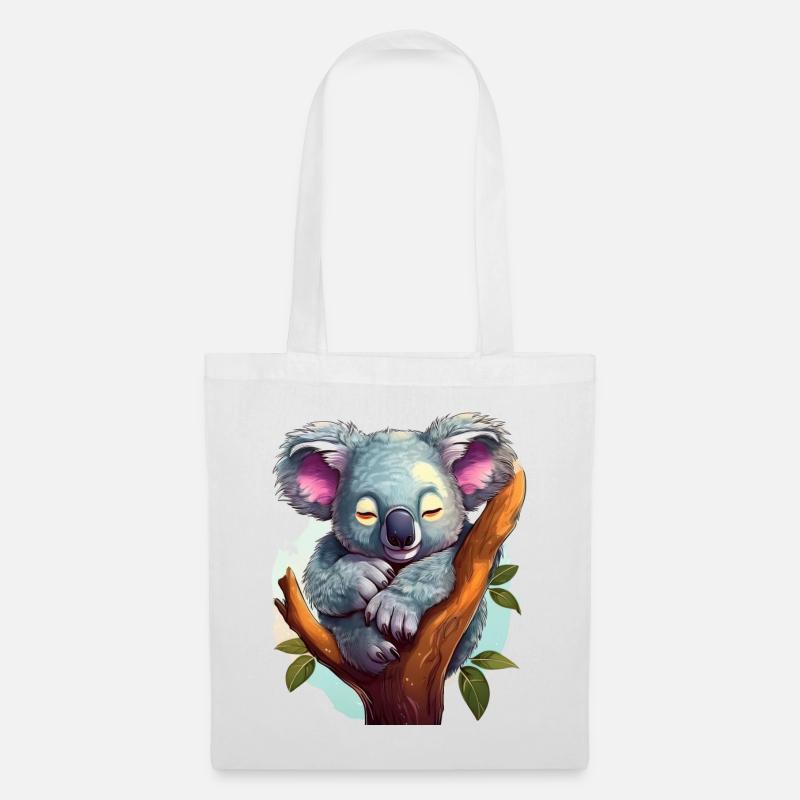 Niedlicher glücklicher Koala schläft auf einem Ast - Stoffbeutel - Weiß