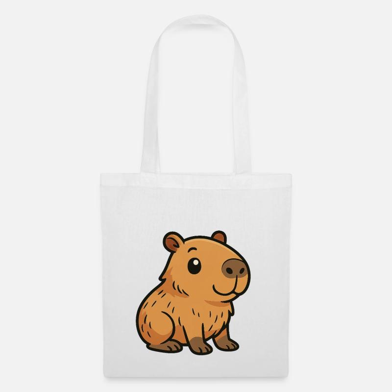 Süßes Cartoon Capybara, süß und chillig - Stoffbeutel - Weiß