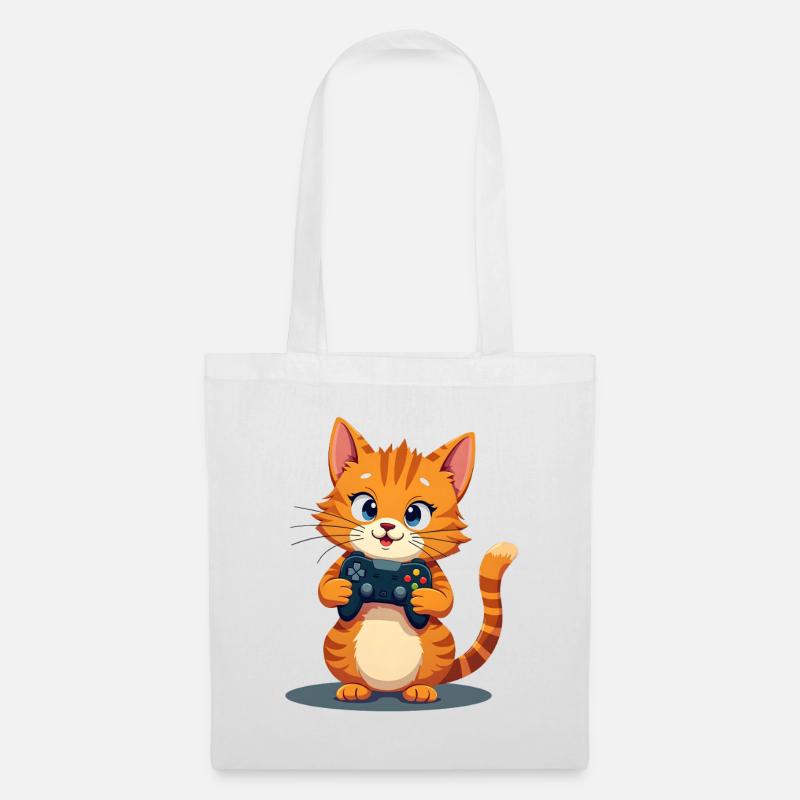 Kitten with game controller - Tote Bag - white
