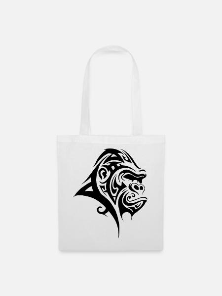 Gorilla Silberrücken Tribal - Stoffbeutel - Weiß